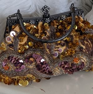 Gold Sequin Flapper  evening Clutch